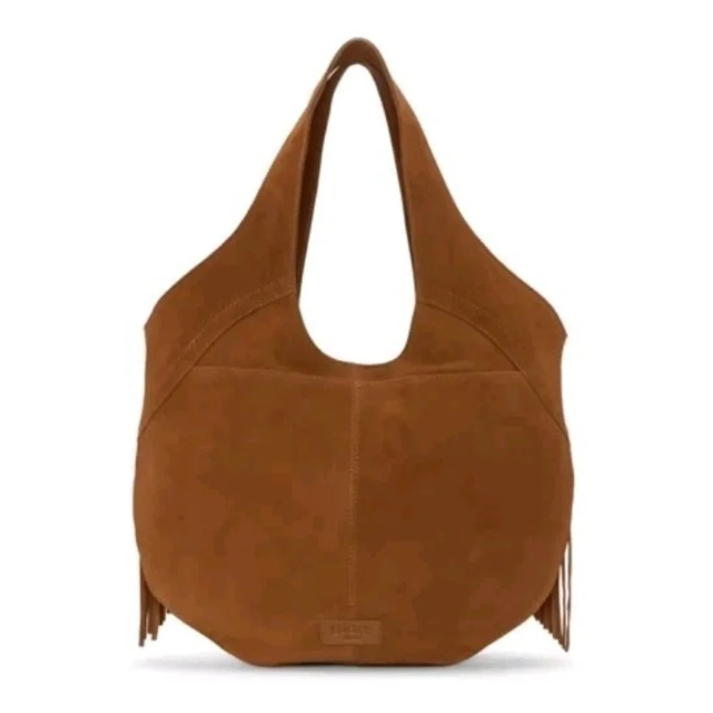 Lucky Brand Nyra Honey Tan Suede Fringe Leather Hobo Shoulder Bag Boho NWT